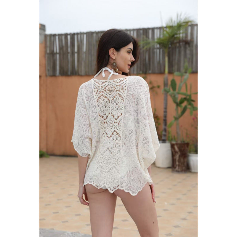 Damen Strandponcho aus feiner Spitze mit lässigem Schnitt EB