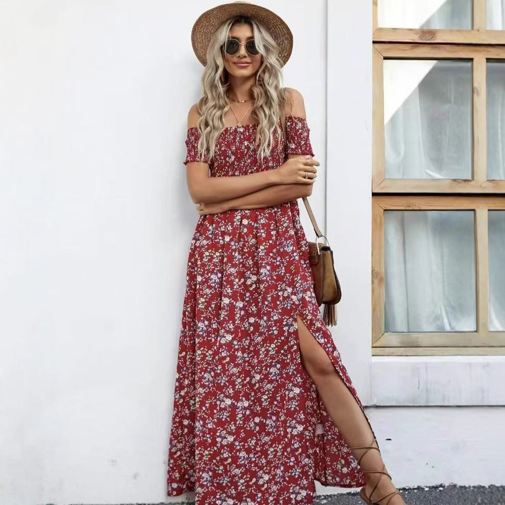 Damen Maxikleid mit off-shoulder Schnitt und floralem Design EB