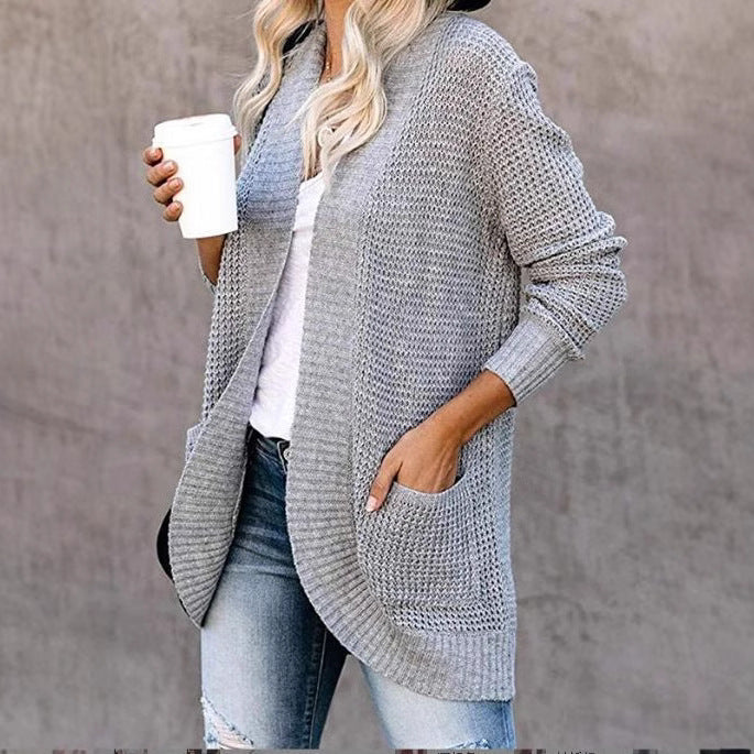 Damen Strickcardigan mit praktischen Taschen und luftiger Struktur EB