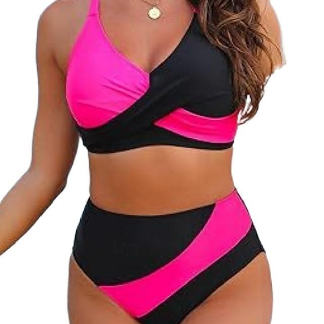 Damen Hoch geschnittener Bikini mit Wickeldesign EB