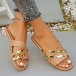 Damen Riemensandaletten mit elegantem Goldakzent EB