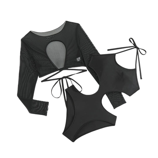 Damen Crop-Top Bikini-Set mit stilvollem Überwurf EB