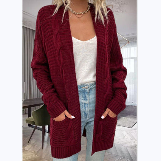 Damen Strickcardigan mit strukturiertem Design und großen Taschen EB