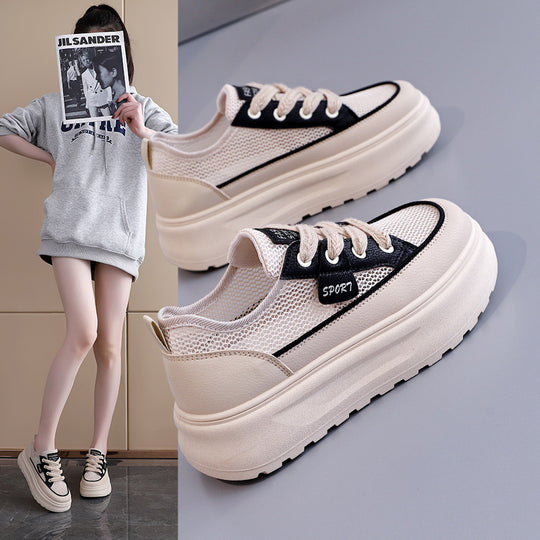 Damen Sportliche Sneakers mit atmungsaktiver Mesh-Oberfläche und komfortablem Plateau EB
