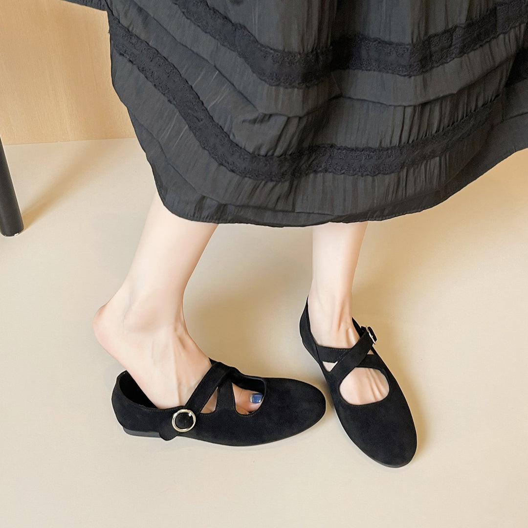 Damen Ballerinas mit modernem Riemen und eleganter Schnalle EB