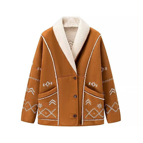 Damen elegante und gemütliche Oversize-Jacke mit floralem Design EB