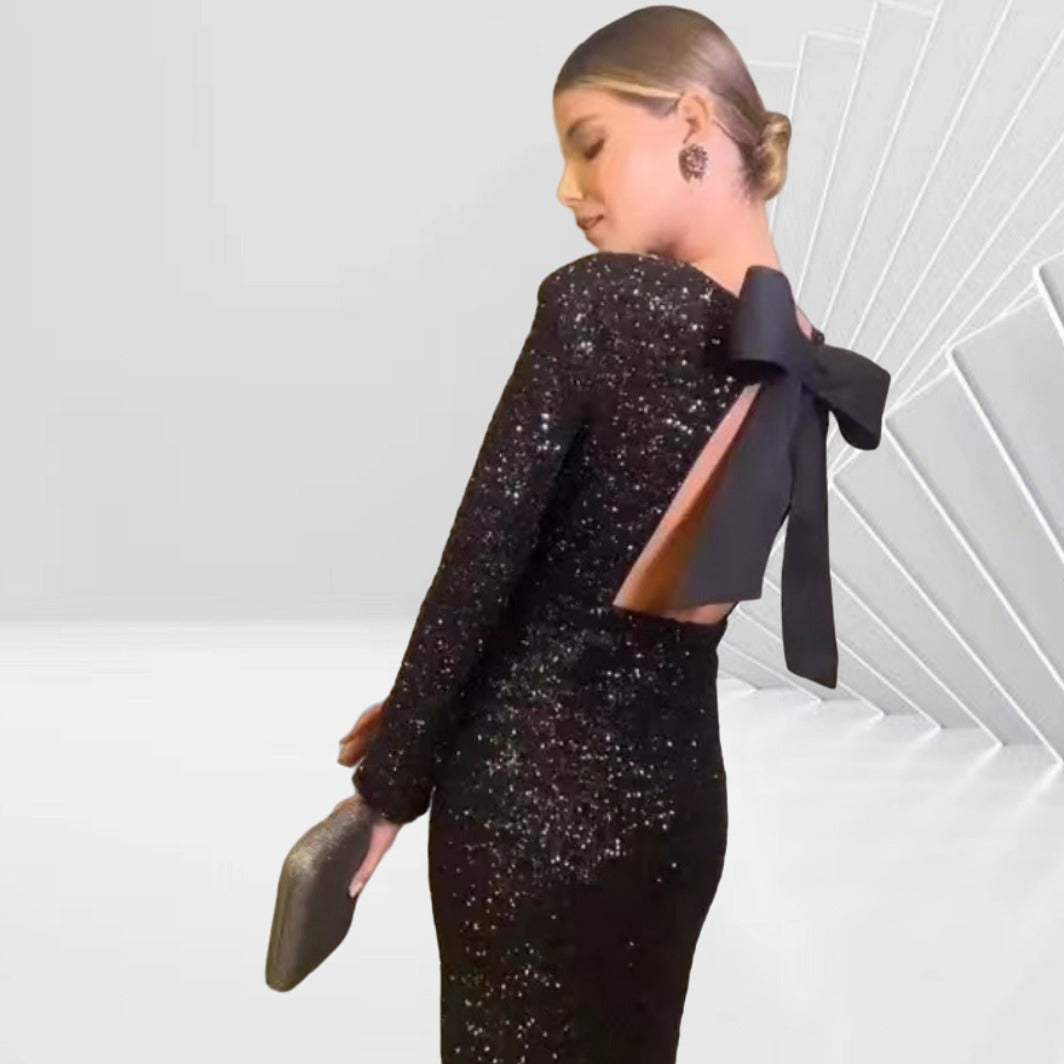 Damen Elegantes Abendkleid mit schimmernden Pailletten und raffinierten Rückendetails EB