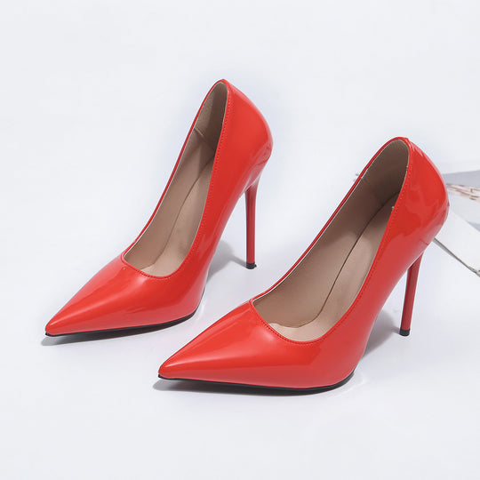 Damen spitze Lackpumps mit hochglänzendem Finish EB