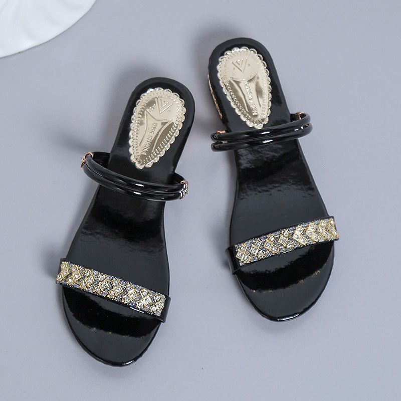 Damen Glitzernde Riemchen-Sandalen mit eleganten Verzierungen EB
