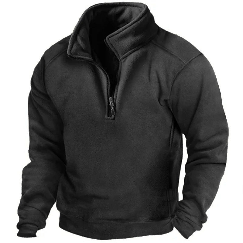 Herren Fleece-Pullover mit hohem Kragen und praktischen Reißverschluss EB