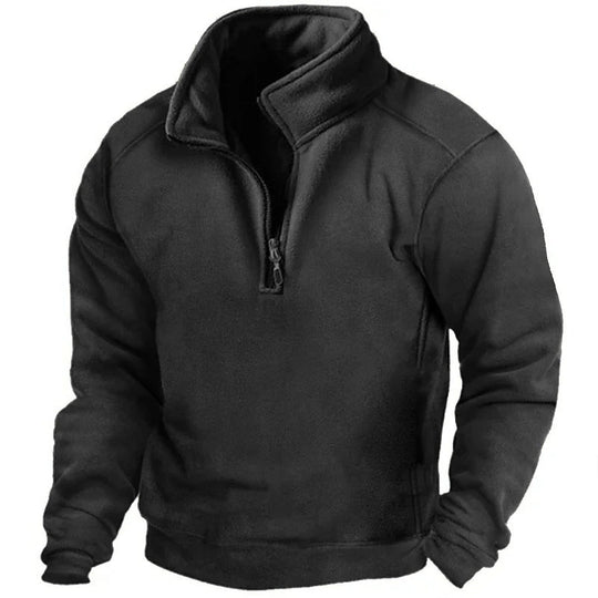 Herren Fleece-Pullover mit hohem Kragen und praktischen Reißverschluss EB