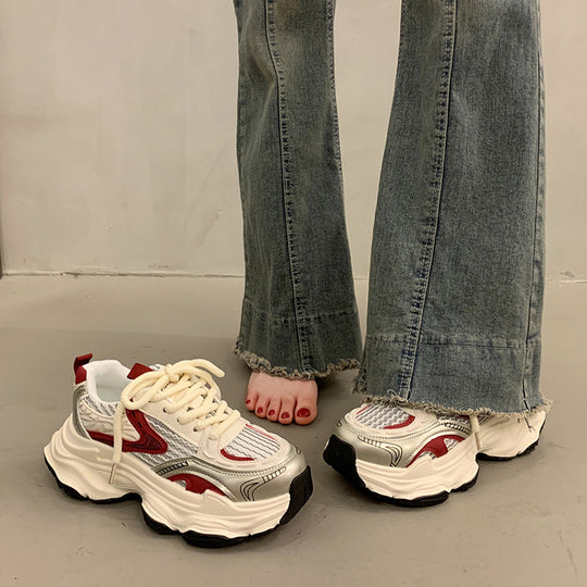 Damen Sportliche Chunky Sneakers mit atmungsaktiver Oberfläche und dämpfender Sohle EB