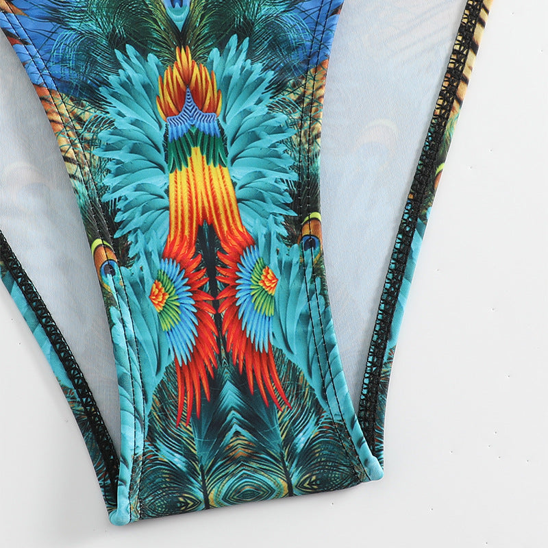 Damen Push-Up-Bikini mit exotischem Tierdruck und eleganten Verzierungen EB