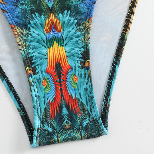 Damen Push-Up-Bikini mit exotischem Tierdruck und eleganten Verzierungen EB