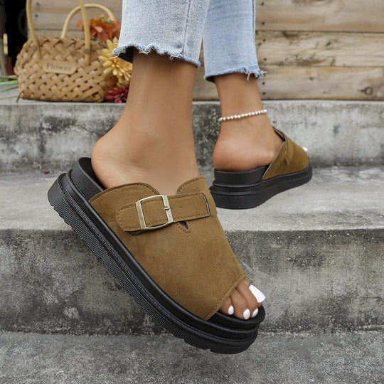 Damen Komfortable Mules mit verstellbarem Riemen und rutschfester Sohle EB