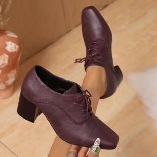 Damen High-Top Schnürschuhe mit elegantem Blockabsatz und modernem Design EB
