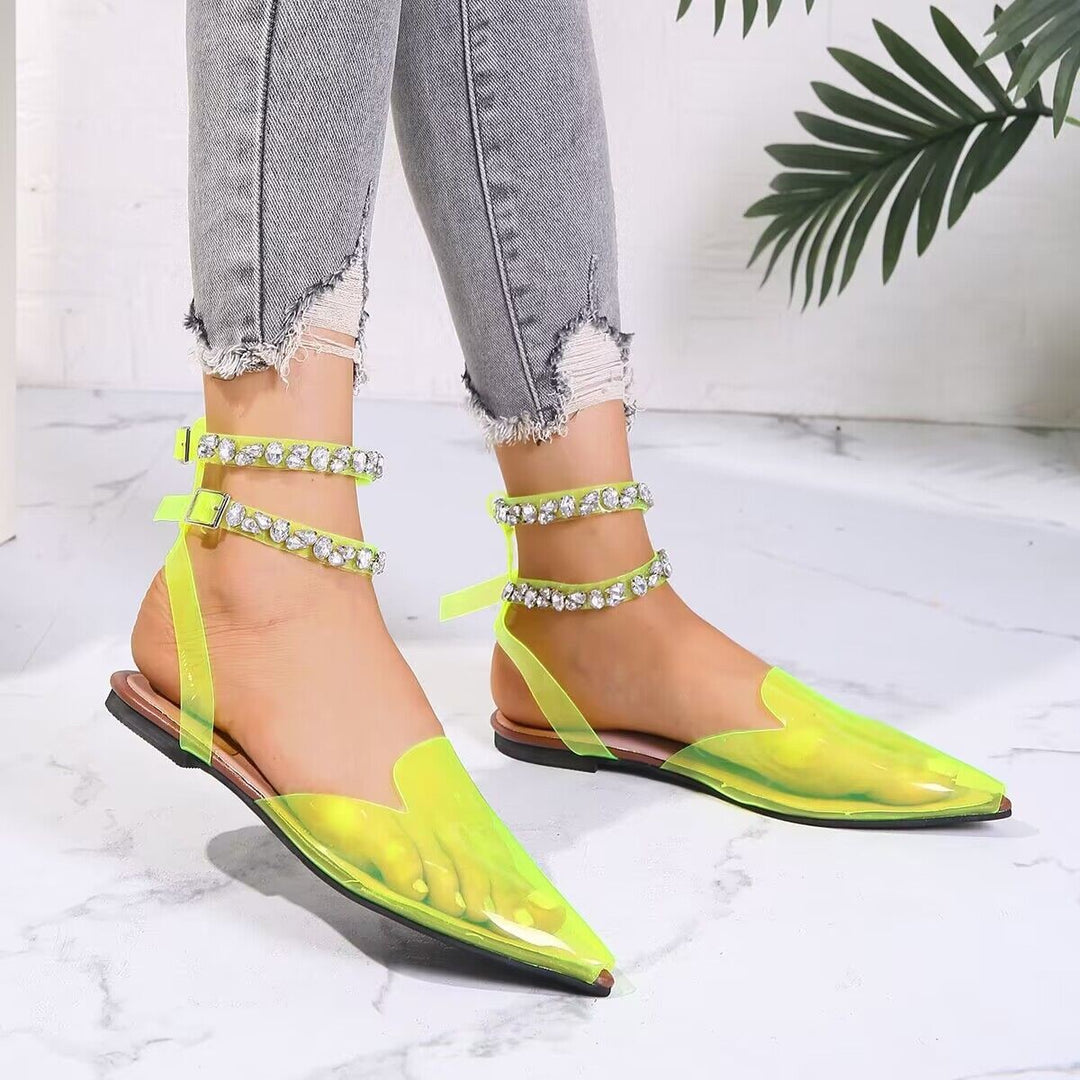 Damen elegante Slingback-Pumps mit funkelnden Strass-Akzenten EB
