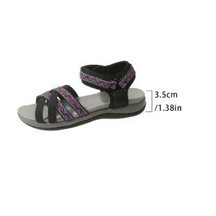 Damen Komfortable Riemensandalen mit modischem Ethno-Muster EB