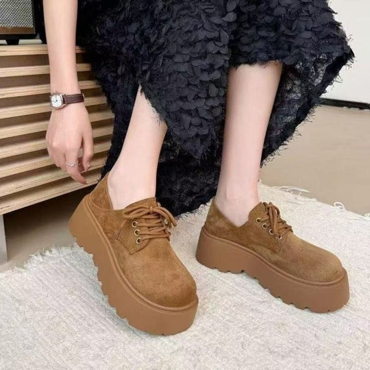 Damen Plüschgefütterte Platform-Schuhe mit lässigem Schnürdesign EB