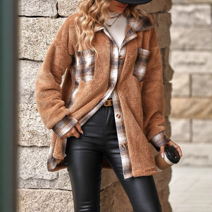 Damen Fleecejacke mit Karomuster EB