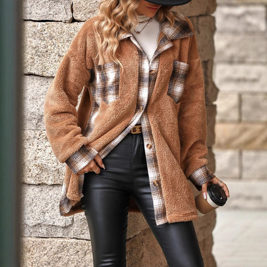 Damen Fleecejacke mit Karomuster EB