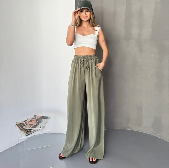 Damen Elegante und fließende Palazzo-Hose EB