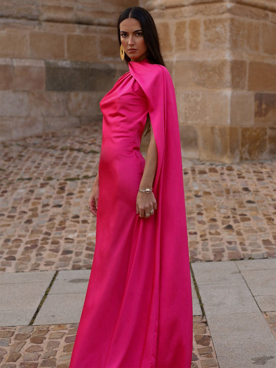 Damen Elegantes Abendkleid mit fließendem Design und schulterfreier Kapuze EB