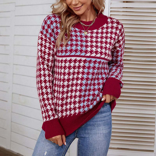 EB | Geometrischer Strickpullover Mit Trendigem Muster