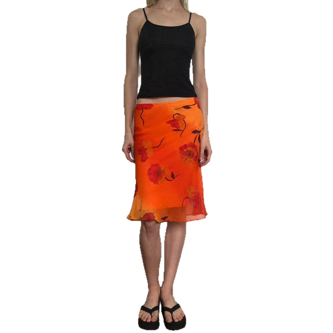 Damen schwingender Sommerrock mit floralen Mustern und leichtem Stoff EB