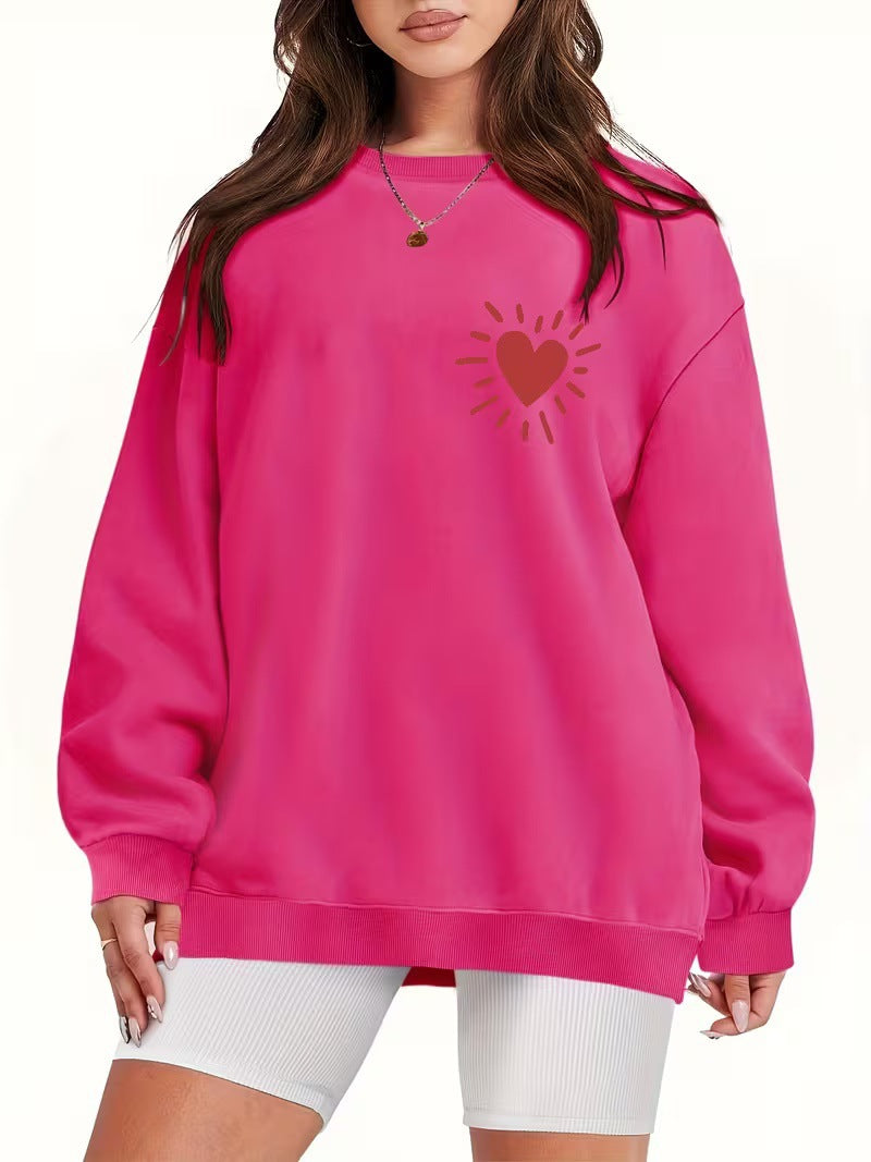 Damen Sweatshirt mit lässigem Herzmotiv und übergroßem Schnitt EB