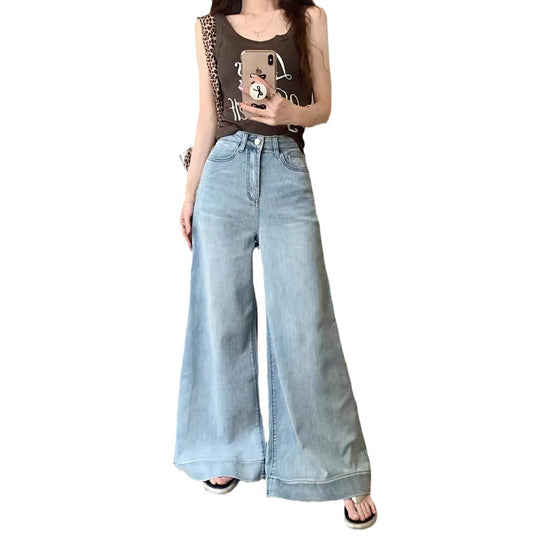 Damen Weite Jeans im entspannten Look mit hohem Bund und modischen Akzenten EB