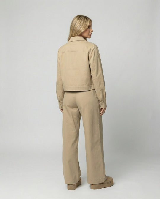Damen kurze Blousonjacke und extraweite Palazzohose aus Baumwolltwill EB