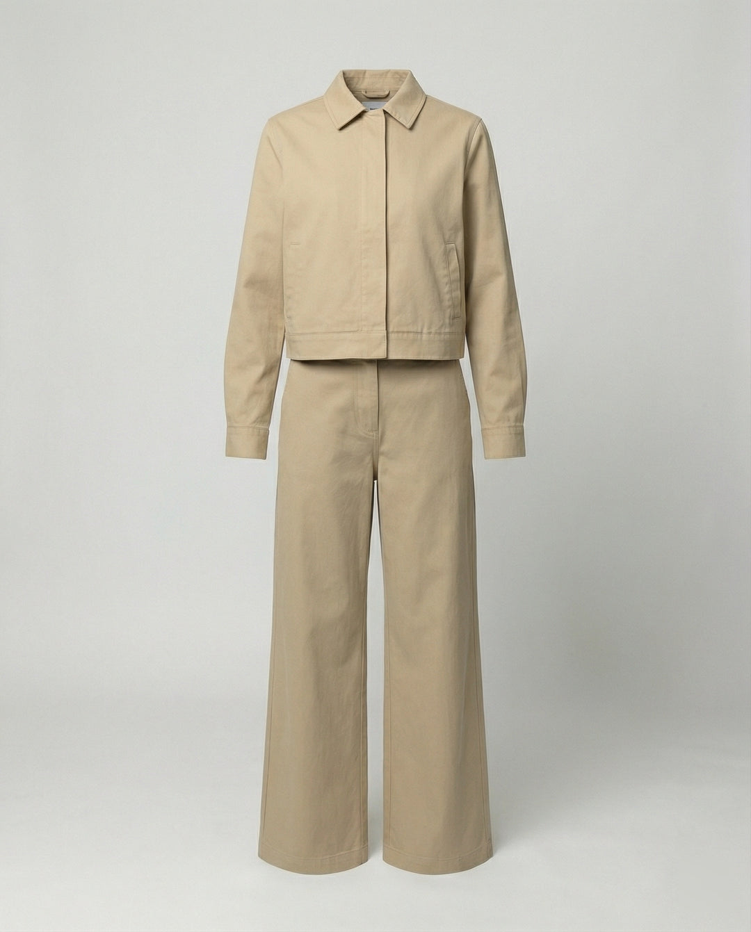 Damen kurze Blousonjacke und extraweite Palazzohose aus Baumwolltwill EB