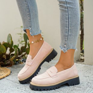 Damen Mokassins mit klobiger Gummisohle und modischem Obermaterial EB