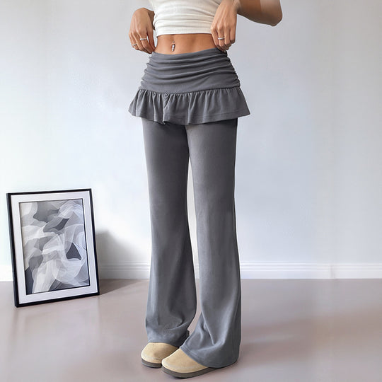 Damen Hochwertige Flared Hose mit Rüschendetails EB