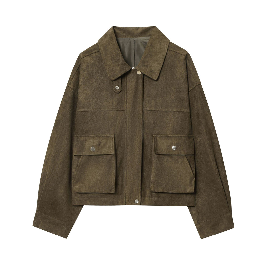 Damen kurz geschnittene Wildlederjacke EB