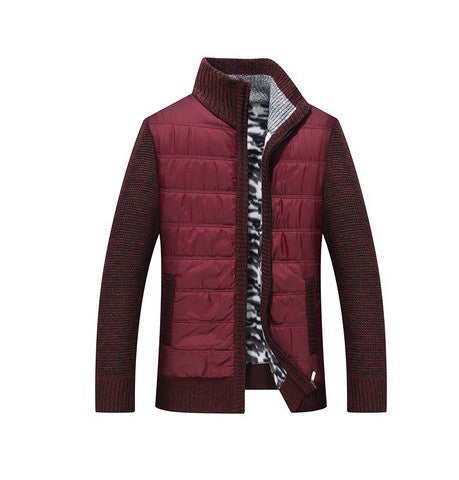 Herren modische Steppjacke mit Strickdetails und hohem Kragen EB