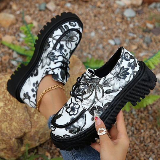 Damen modische Schnürschuhe mit floralem Design und rutschfester Profilsohle EB