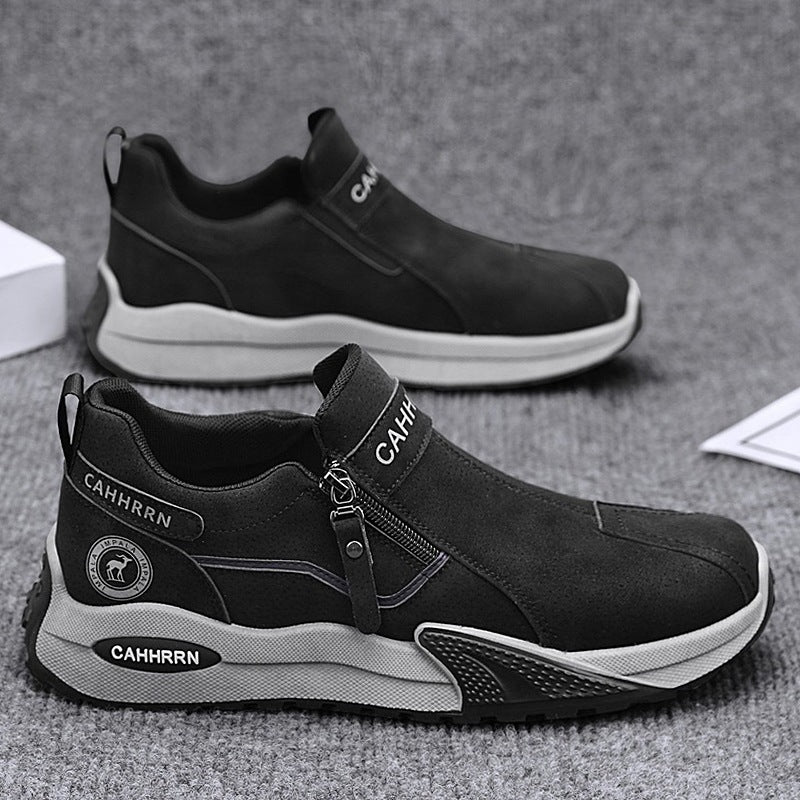 Herren robuste Outdoor-Sneaker mit seitlichem Reißverschluss, gepolstertem Knöchelkragen und griffiger Profilsohle EB