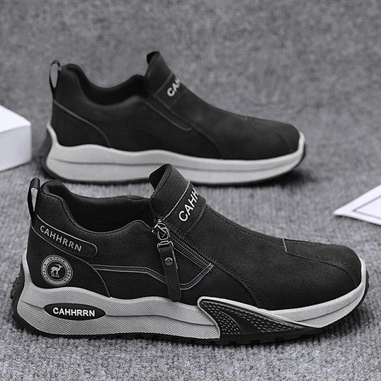 Herren robuste Outdoor-Sneaker mit seitlichem Reißverschluss, gepolstertem Knöchelkragen und griffiger Profilsohle EB