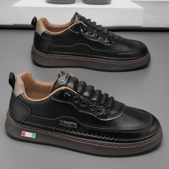 Damen Modische Ledersneaker mit dämpfender Laufsohle und eleganter Naht EB