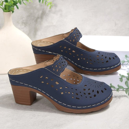 Damen Komfortable Plateausandalen mit offenem Zehenbereich und dekorativem Schnitt EB