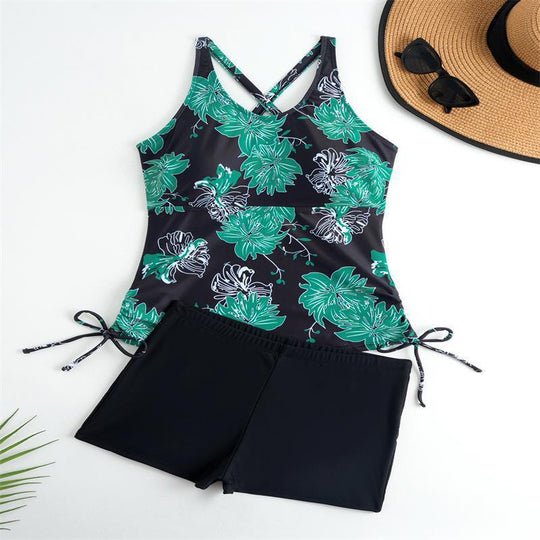 Damen Tankini-Set mit floralem Oberteil und sportlichem Höschen EB