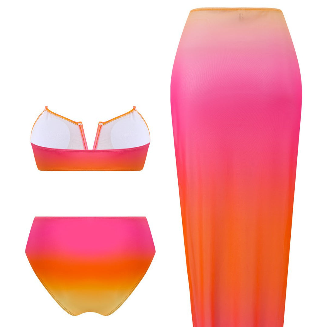 Damen Bandeau-Bikini mit langem Wickelrock EB