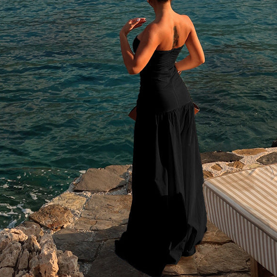 Damen Off-Shoulder Maxikleid mit raffiniertem Cut-Out und fließendem Rock EB