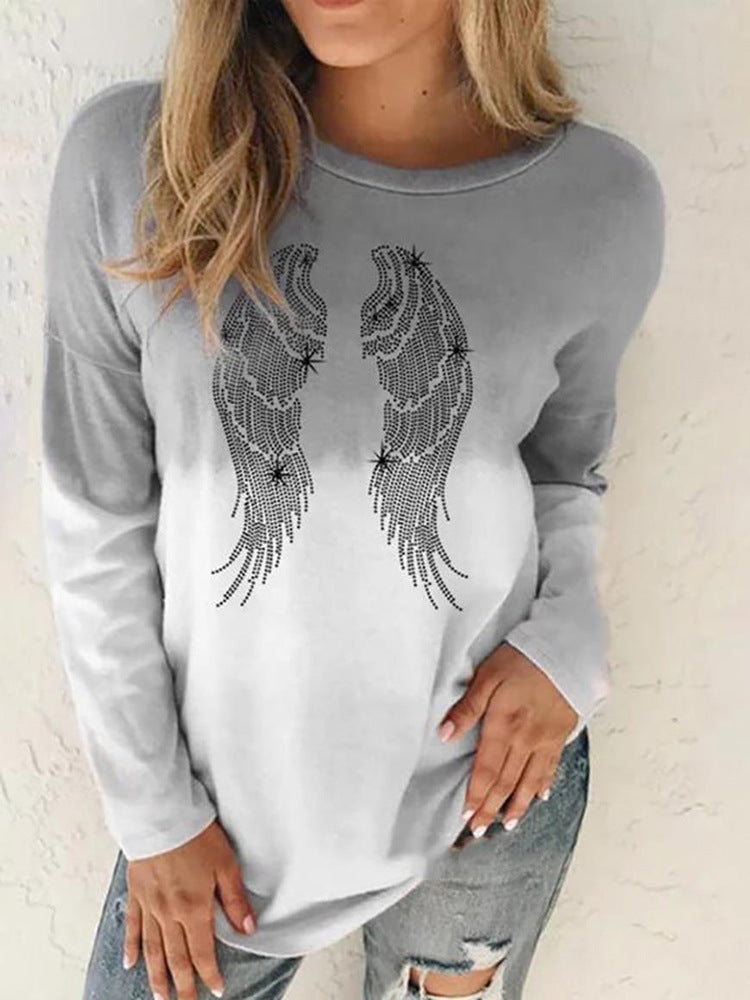 Damen Langärmeliges Oversize-Sweatshirt mit abstraktem Aquarell-Mosaikprint EB