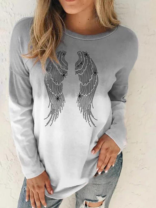 Damen Langärmeliges Oversize-Sweatshirt mit abstraktem Aquarell-Mosaikprint EB