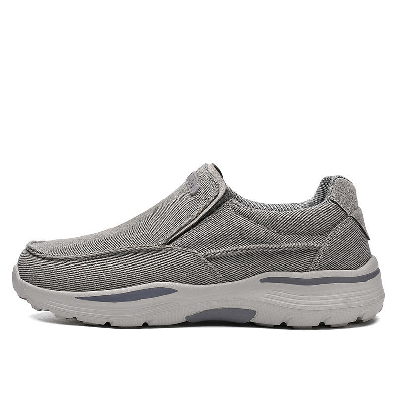 Herren leichte Slip-On Komfortfreizeitsneaker mit atmungsaktivem Canvas und stoßdämpfender Plateausohle EB