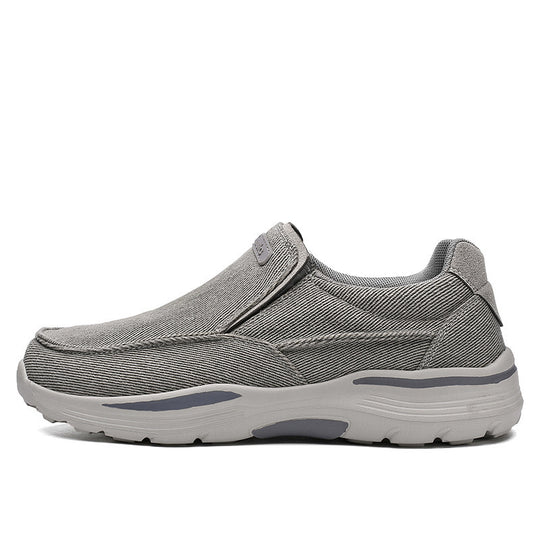 Herren leichte Slip-On Komfortfreizeitsneaker mit atmungsaktivem Canvas und stoßdämpfender Plateausohle EB