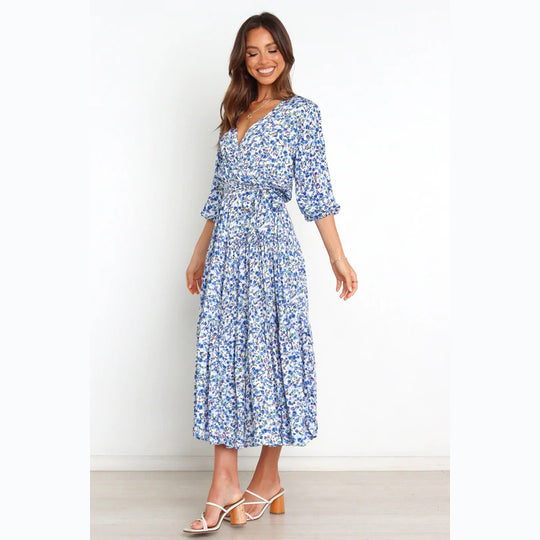 Damen Sommerliches Maxikleid mit freiem Dekolleté und floralem Muster EB
